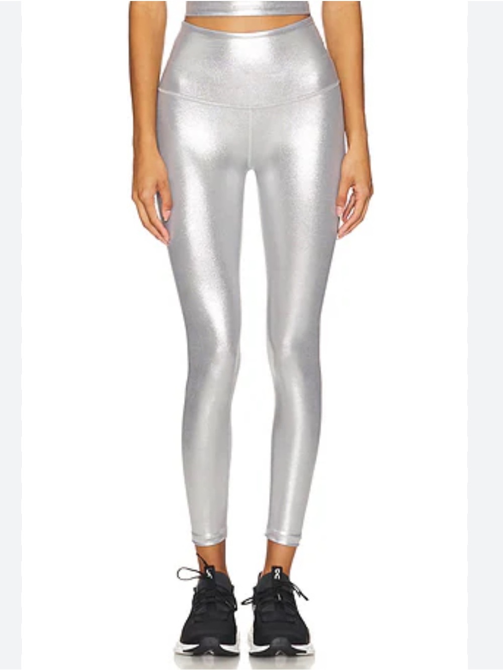 NWOT Beyond Yoga Caught in the Midi High Waisted Silver Leggings - S